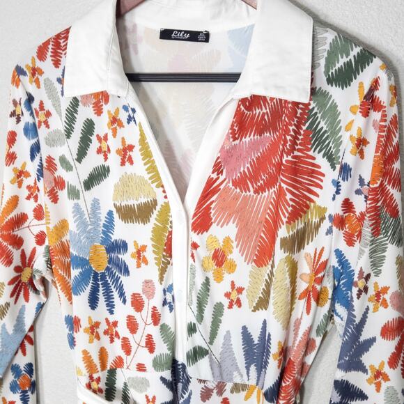 Lily by Firmiana Dress Floral Wrap Red Size XL Garden Party Layers - Picture 3 of 9